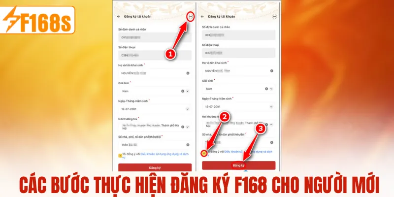 Các bước thực hiện Đăng Ký F168 cho người mới