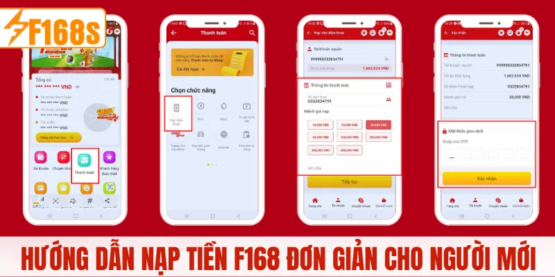 Hướng dẫn nạp tiền F168 đơn giản cho người mới